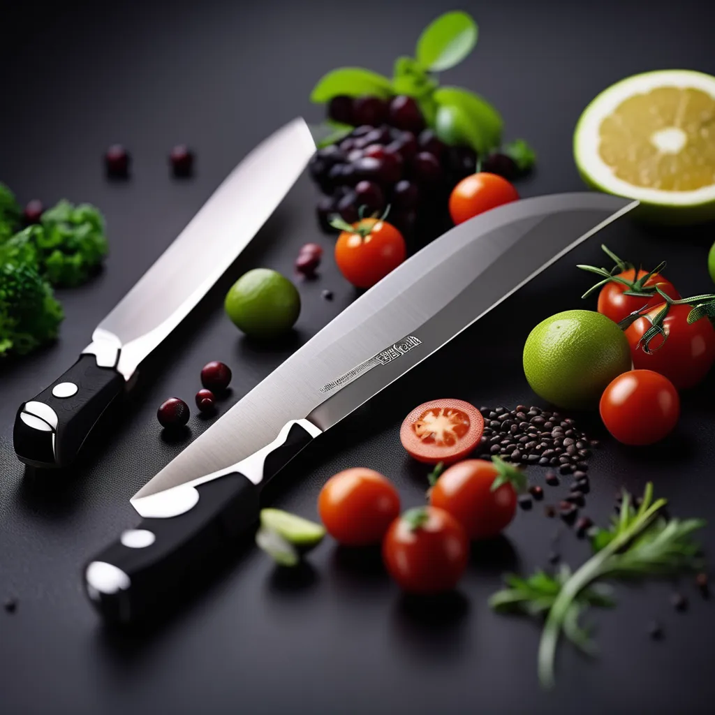 Damascus kitchen knife featuring a layered steel blade for durability and sharpness.