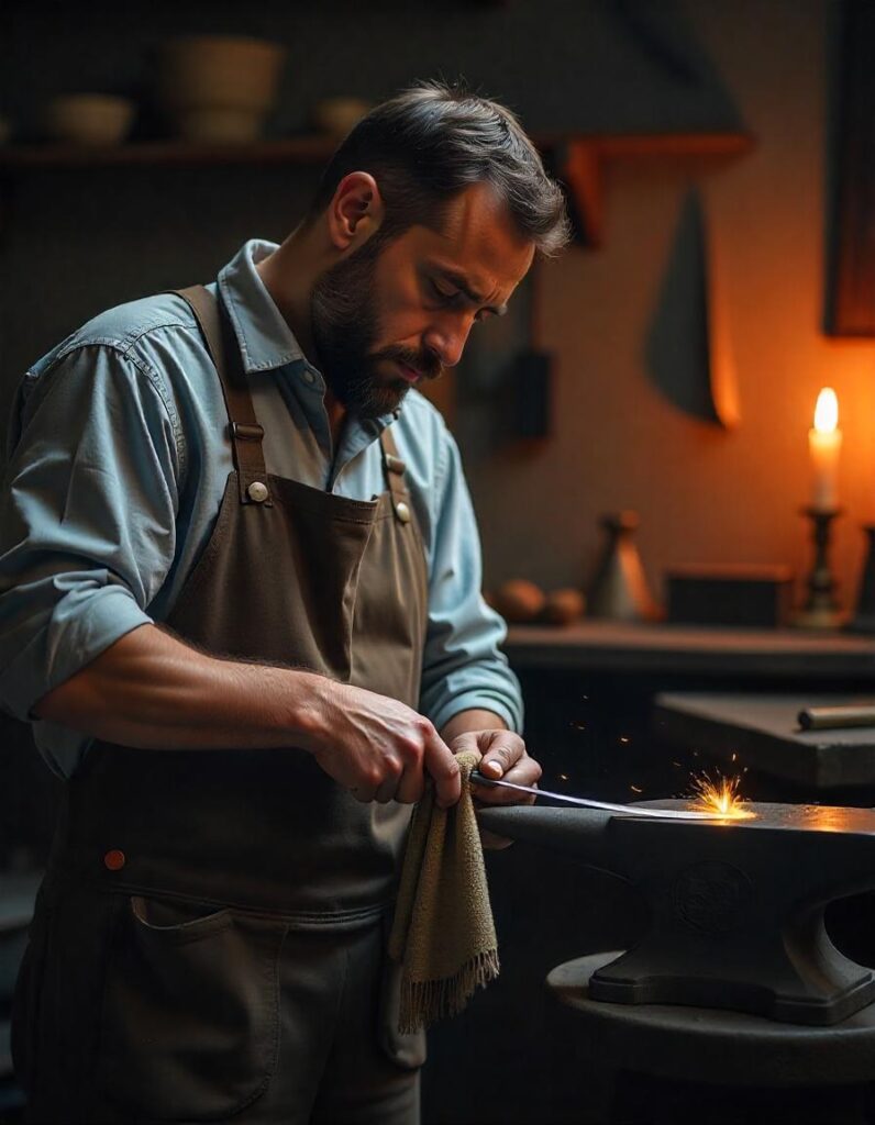 Essential cleaning and sharpening tools for maintaining knife performance.