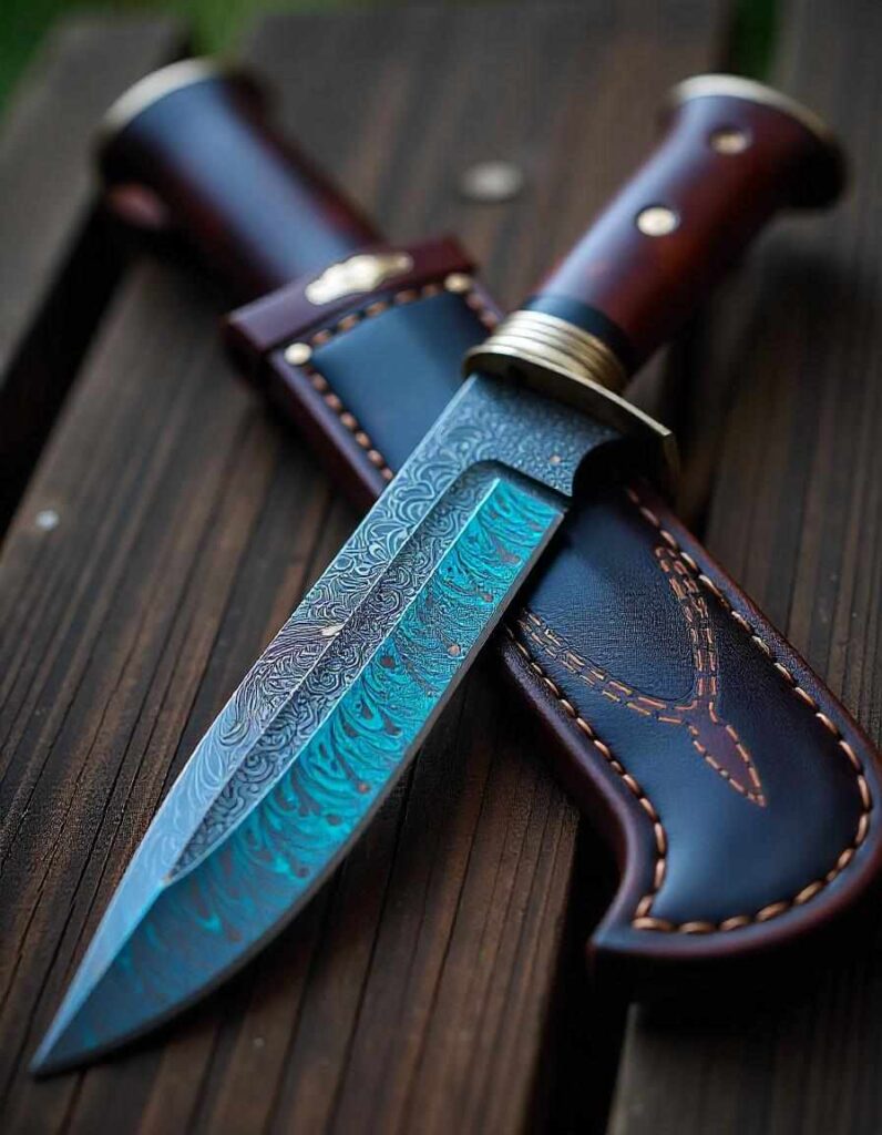 A close-up of a skilled artisan sharpening a Damascus knife, showcasing the importance of proper maintenance for longevity and optimal performance in the kitchen."