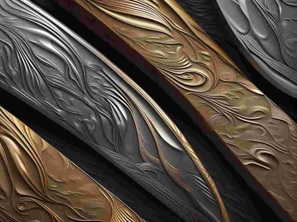 Detailed view of a Damascus steel blade featuring a distinctive ladder pattern, illustrating its unique layering and craftsmanship.